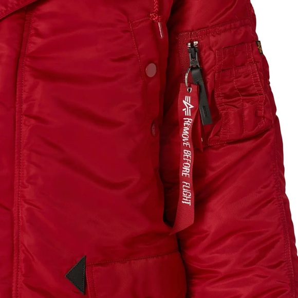 Alpha Industries Faux Fur Hood N-3B Parka – Red Reversible Nylon - Picture 4 of 13